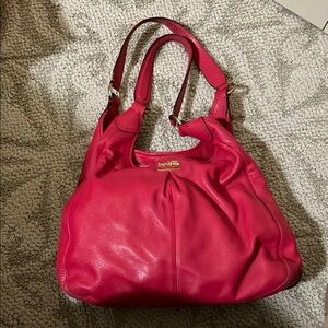 Coach Pink Leather Shoulder Hobo Bag
